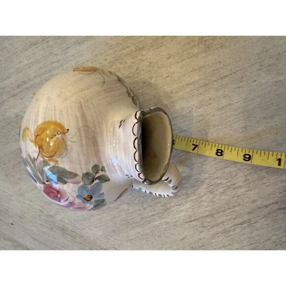 Vintage Ulmer Keramik Pitcher Hand-Painted Floral Art Pottery West Germany 1960s - Picture 10 of 11